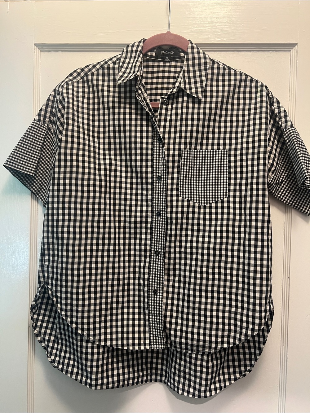 Madewell 100% Cotton Gingham Button Down Collared Top XS